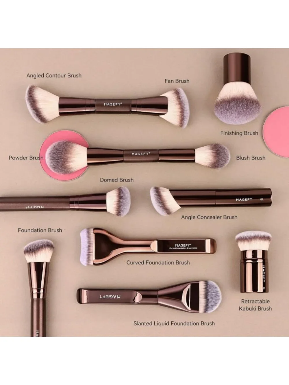 26-Piece Professional Makeup Brush Set - Double-Ended Brushes for Face & Eyes